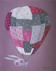 un lapin avec une montgolfière